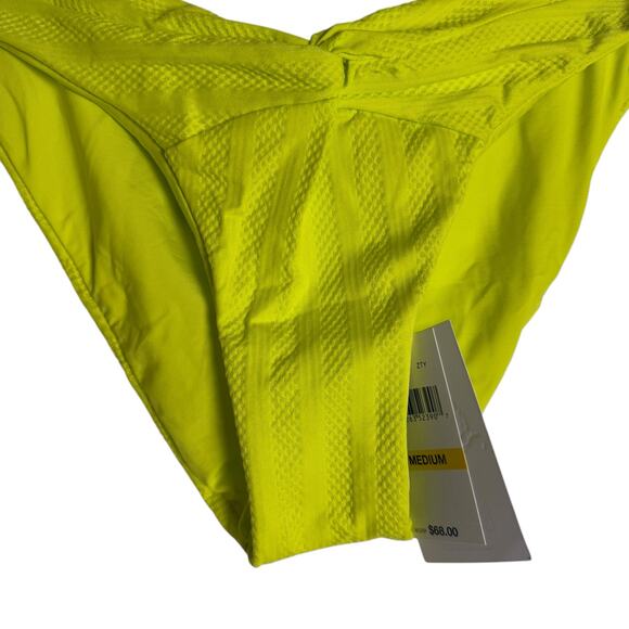 Becca Prima Neon Yellow Twist Front Hipster Bikini Swimsuit Bottoms Size Medium - Picture 7 of 13